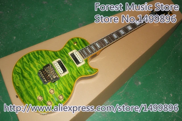 Cheap High Quality Quilted Finish Mahogany Body LP Custom Electric Guitar With China Floyd Rose Tremolo For Sale