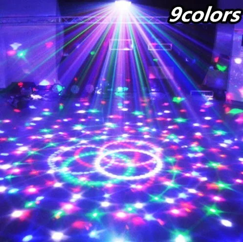 

9 Colors 27W Crystal 512 Magic Ball Led Stage Lamp 21Modes Disco Laser Light Party Lights Sound Control Christmas Projector