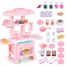 Kawaii Kitchen Cooking Toy Kit DIY Mini Food Toys Pink Pretend Play House Miniature Cookware Educational Gift for Kid Children