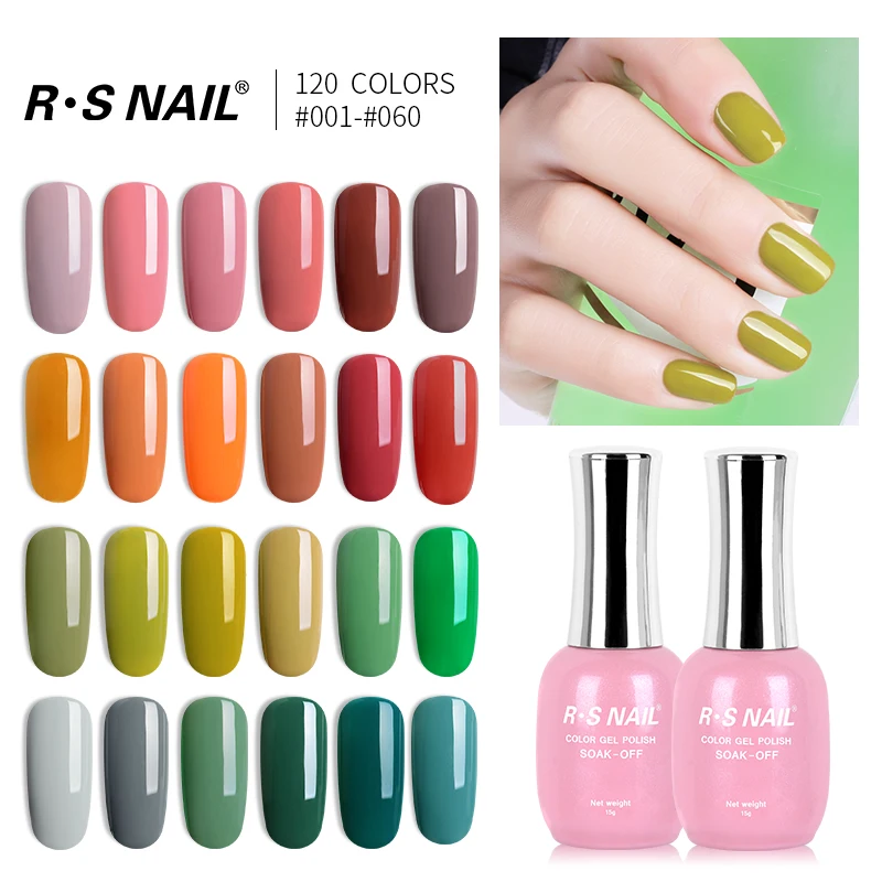 

RS NAIL Color Gel Polish UV Nail Gel Lak 120 Colors #001-060 Nail Art Esmalte Permanente a Set of Gel Varnish Manicure 15ml