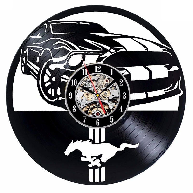 Car Logo Wall Clock Modern Design for Living Room 3D Decorative Hanging Vintage Vinyl Record Clocks Wall Watch Home Decor Silent