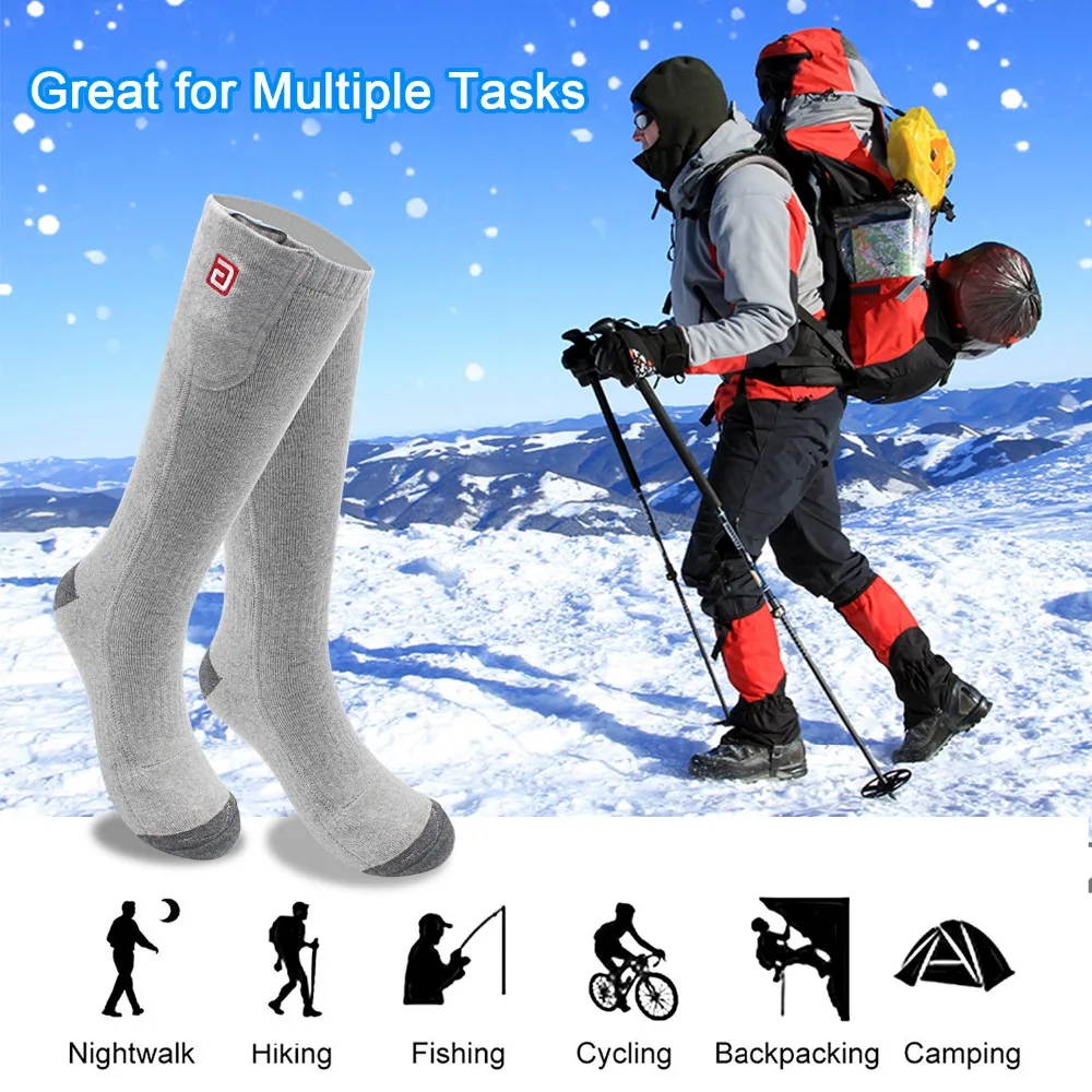 2.4Volt Winter Electric Heated Socks for Men women Winter Warming Wool
