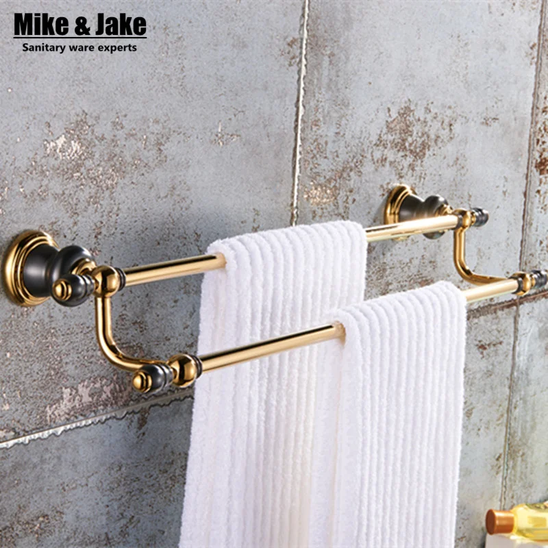 Luxury 50cm Double Towel Bar,golden Towel Holder,Solid Brass Made,Gold ...