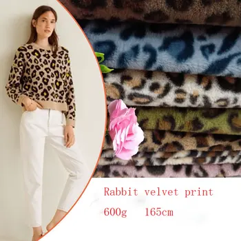 

Manufacturers spot autumn and winter fashion fabrics pv velvet small rabbit leopard ring printed flannel fabric