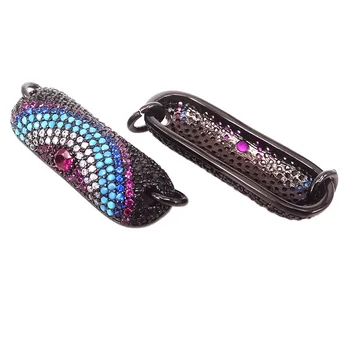 

Two colors plating Micro Pave Multicolor CZ Evil Eye Connector Fit For Bracelet Jewelry Making Finding Accessories DIY Craft