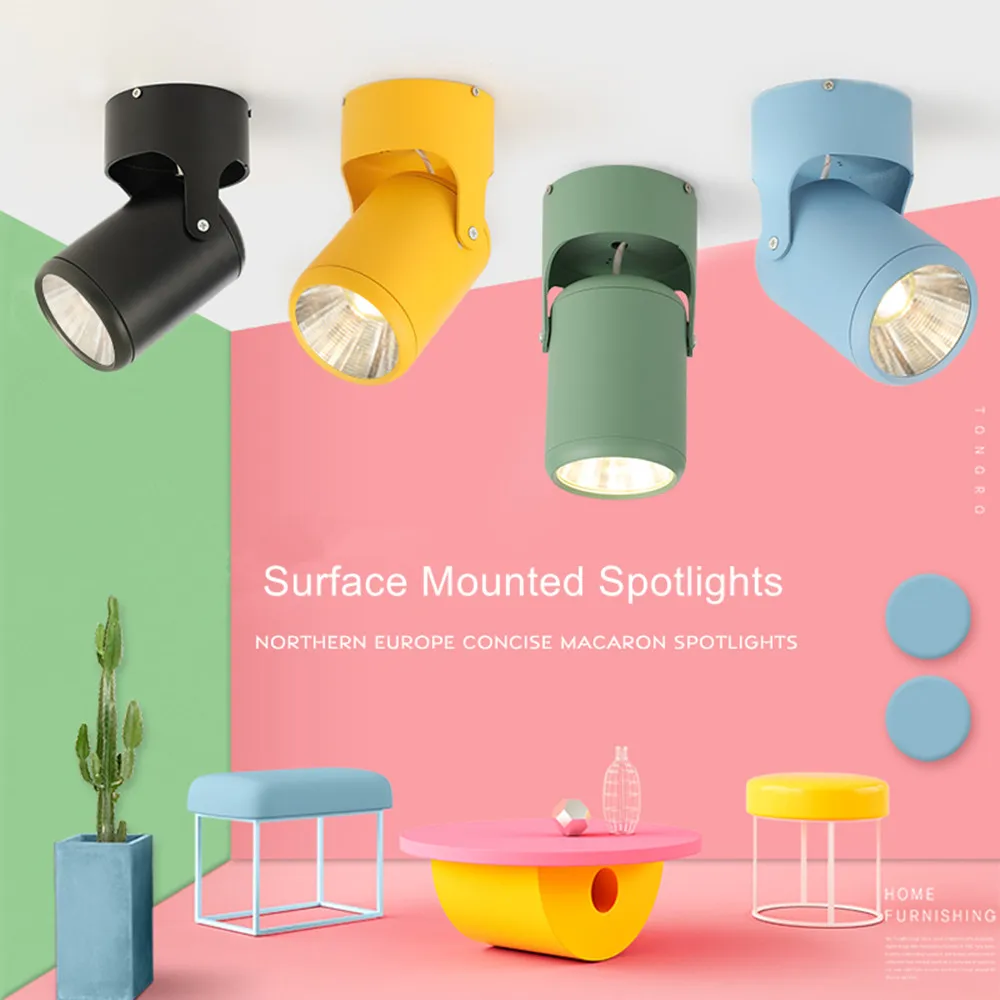 [DBF]Macaron Surface Mounted Downlight Angle Adjust 7W 10W 15W 20W Ceiling Spot Light AC110/220V for Kitchen Living room Decor