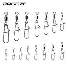 DAGEZI 100 шт./лот, рыболовный соединитель, поворотный, с хорошей защелкой, нержавеющая сталь, рыболовные снасти, коробка