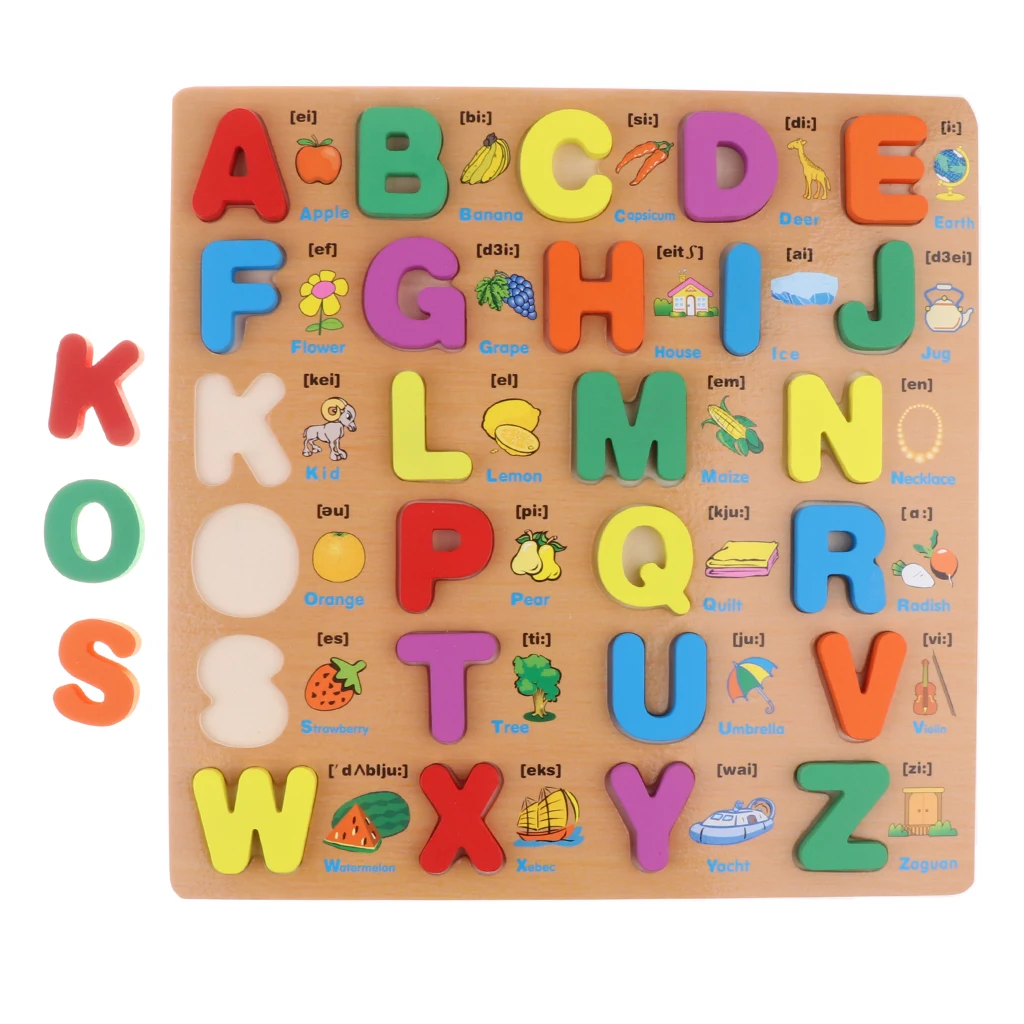 wooden alphabet puzzle board
