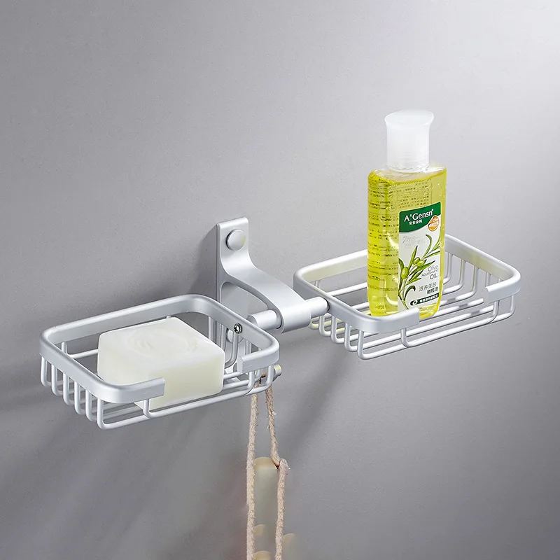 Aluminum bathroom storage soap rack free nail net soap holder creative wall hanging soap shelves creative bathroom organizer