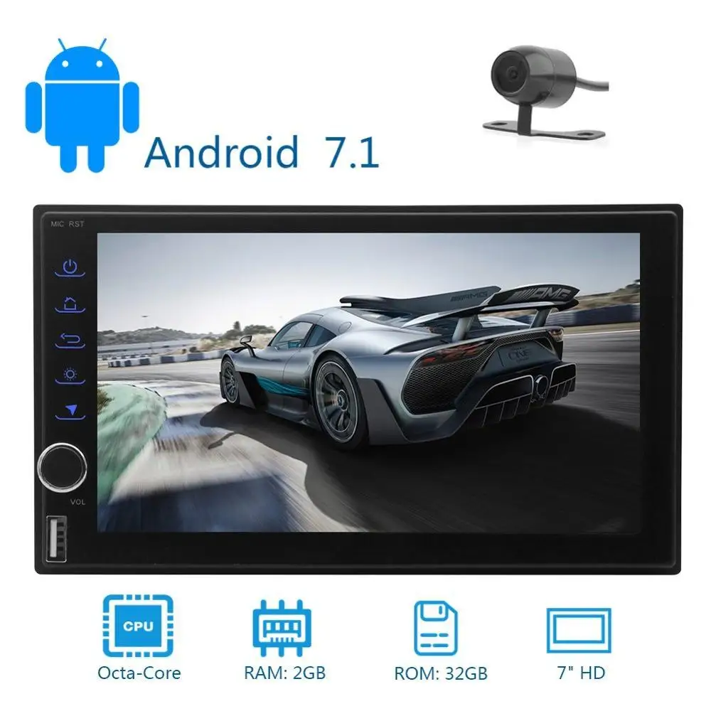 2 ГБ 32 Android 7 1 2Din в тире автомобильный стерео радио gps навигация поддержка 4G wifi Bluetooth