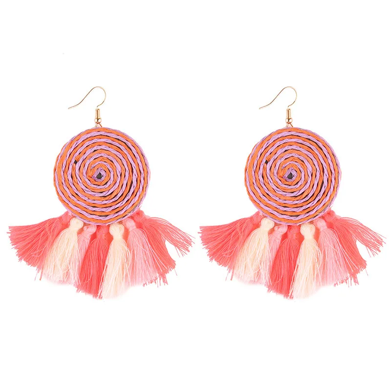 Europea De Moda Американа Tejida A Mano Dinamico circlo Piruleta Lindo Personalidad Borla Senoras Pendientes|Серьги-подвески|