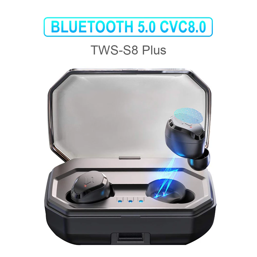 

TWS S8Plus Wireless Bluetooth 5.0 Earphone IPX6 Waterproof Headset Touch Control Earbuds Noise Canceling 3000mAh Power Bank