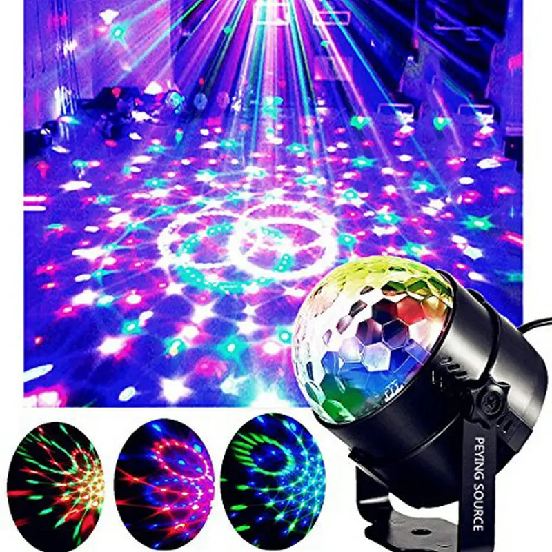

RGB 3W Led Crystal Magic Ball Stage Lamp DJ KTV Disco Activated Laser Music Party Light Sound Remote Control Xmas Projector