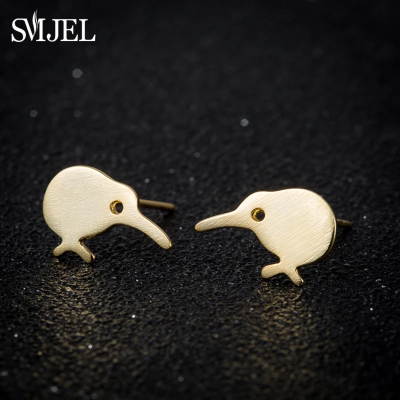Buy SMJEL Cute Brushed Kiwi Bird Stud Earrings for