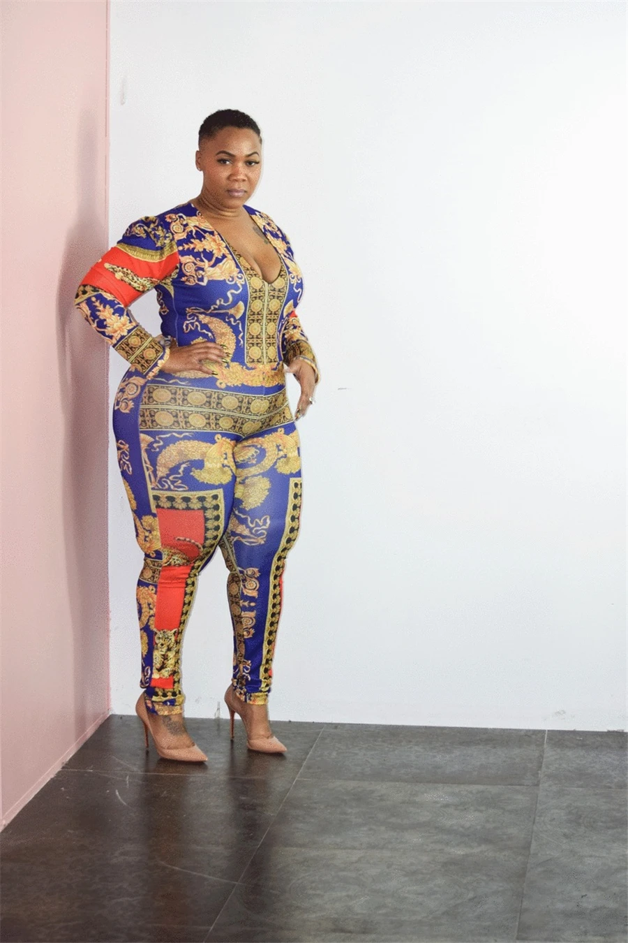 GuyuEra Африканское богатство платье для женщин особенности шаблон женские брюки костюм v-образным вырезом большой размер комбинезон