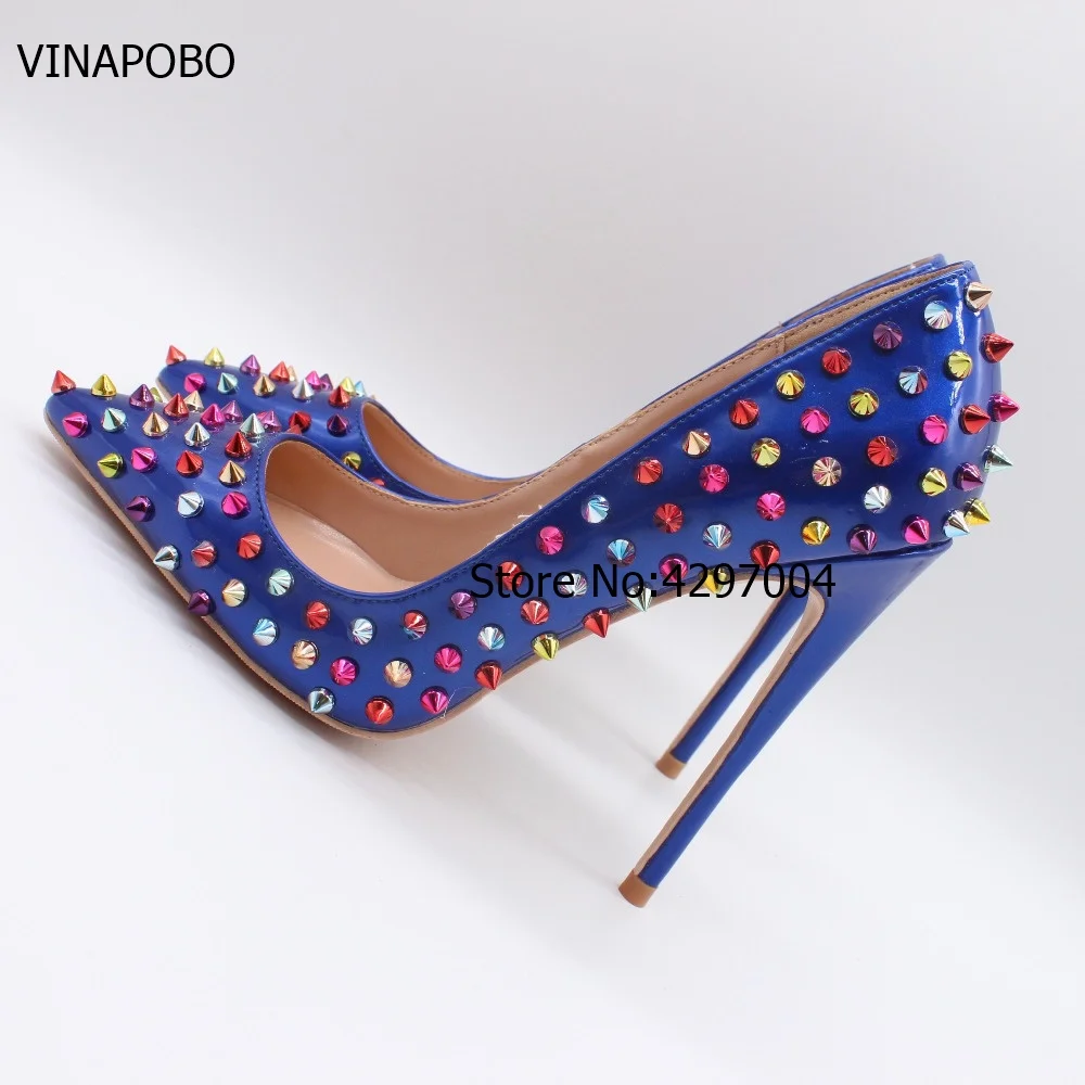 Free-shipping-fashion-women-pumps-Blue-multi-color-spikes-pointed-toe-high-heels-sandals-shoes-boots (1)