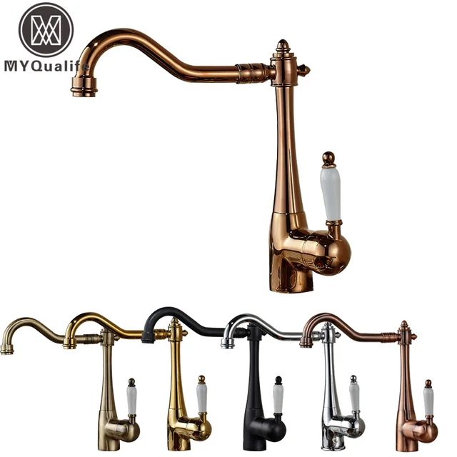 Best Price Free Shipping One Hole Swivel Spout Kitchen Sink Faucet Deck Mounted Single Handle Hot and Cold Water Kitchen Mixers