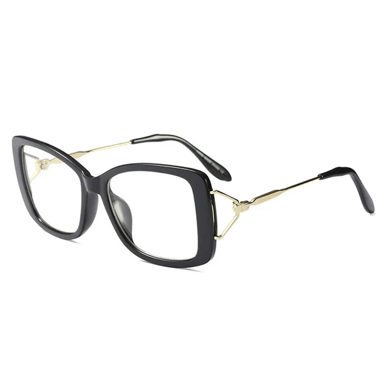 Женские металлические ножки дизайнерские оптические очки по рецепту ацетат обода очки для большого обода стильная оправа для очков стили 97532 - Цвет оправы: Черный