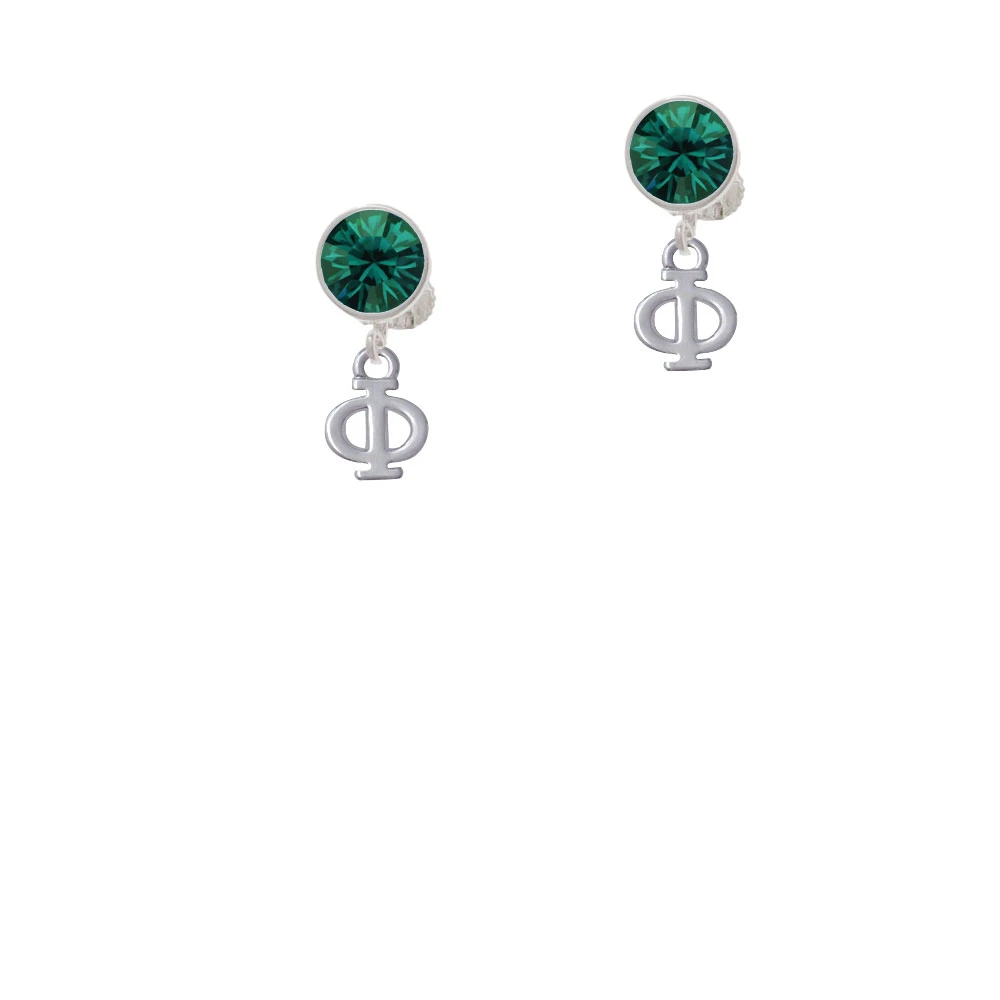 Small Greek Letter - Phi - Crystal Clip On Earrings (5)