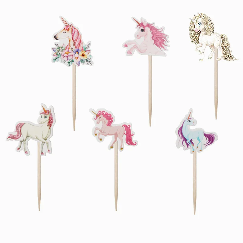 

24pcs Unicorn Party Decoration Cupcake Paper Toppers Picks Event Birthday Kids Party Supplies Cake Topper Baby Shower Boy Girl