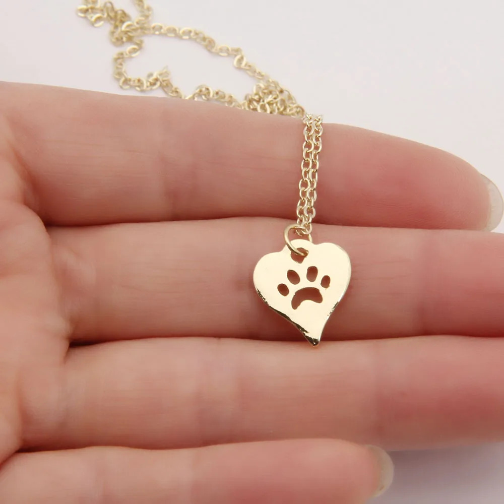 1pcs Gold Dog Paw Necklace Dainty Pendant Puppy Paw Print Lover Pet