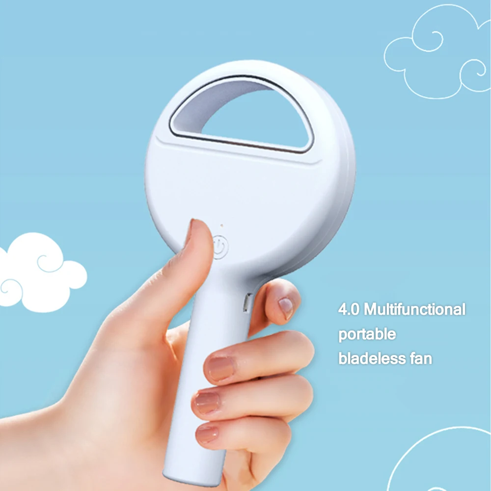 

Portable USB Rechargeable Fan Bladeless Handheld Mini Fan 3 Speeds Air Conditioner Cooling Fan
