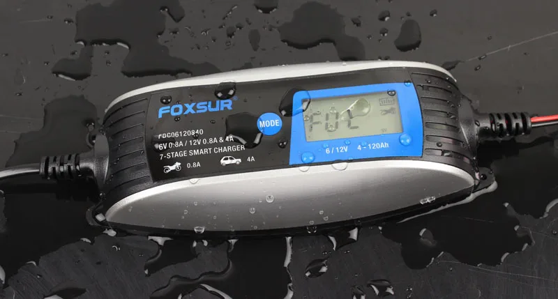 Зарядное устройство FOXSUR 6 в 12 В с ЖК дисплеем зарядное для аккумулятора мотоцикла