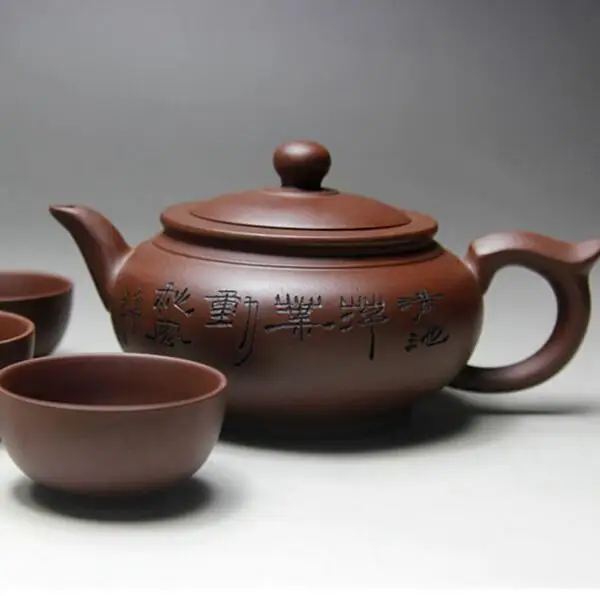 Yixing Zisha Teaset Handmade Porcelain Tea Pot Cup Set Purple Clay Teapots 350ml Kung Fu Tea Ceremony 1Pot+3Cups