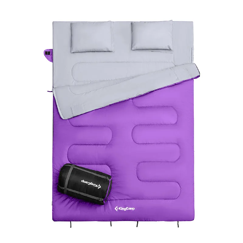 KingCamp серии кислорода двойной Теплый Комфорт портативный квадратный спальный мешок, для наружного кемпинга и дома, две подушки - Цвет: Purple