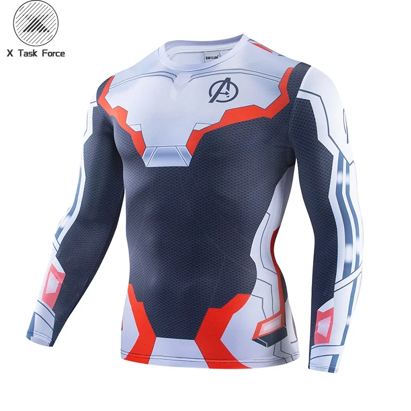 

2019 New Fitness Compression Shirt Men Cosplay Male Crossfit Avengers Endgame Quantum Realm Men T shirt 3D Printed Superman Top