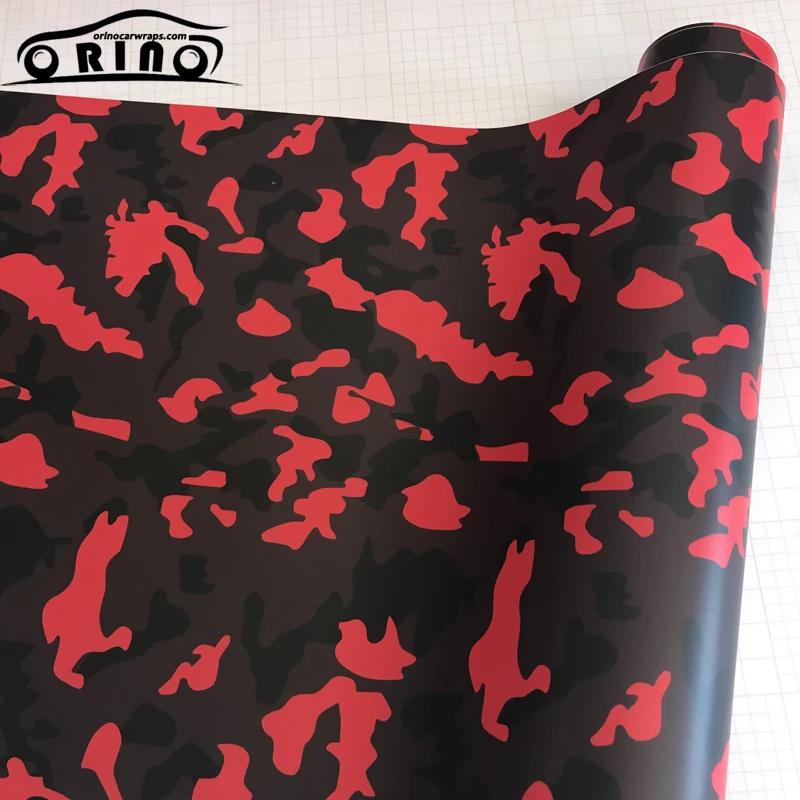 Black Red Camouflage Film Foil-3