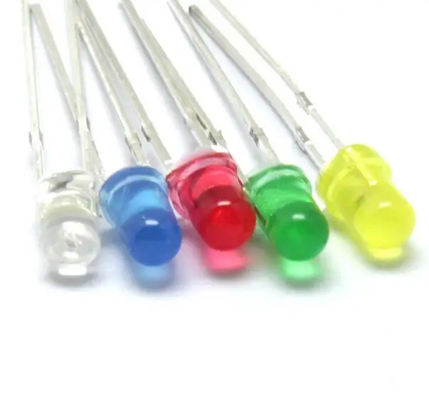 Best Offers Free Shipping 100 Pcs 3 MM Diode LED Kit of Various Colors Red Green Blue Yellow White