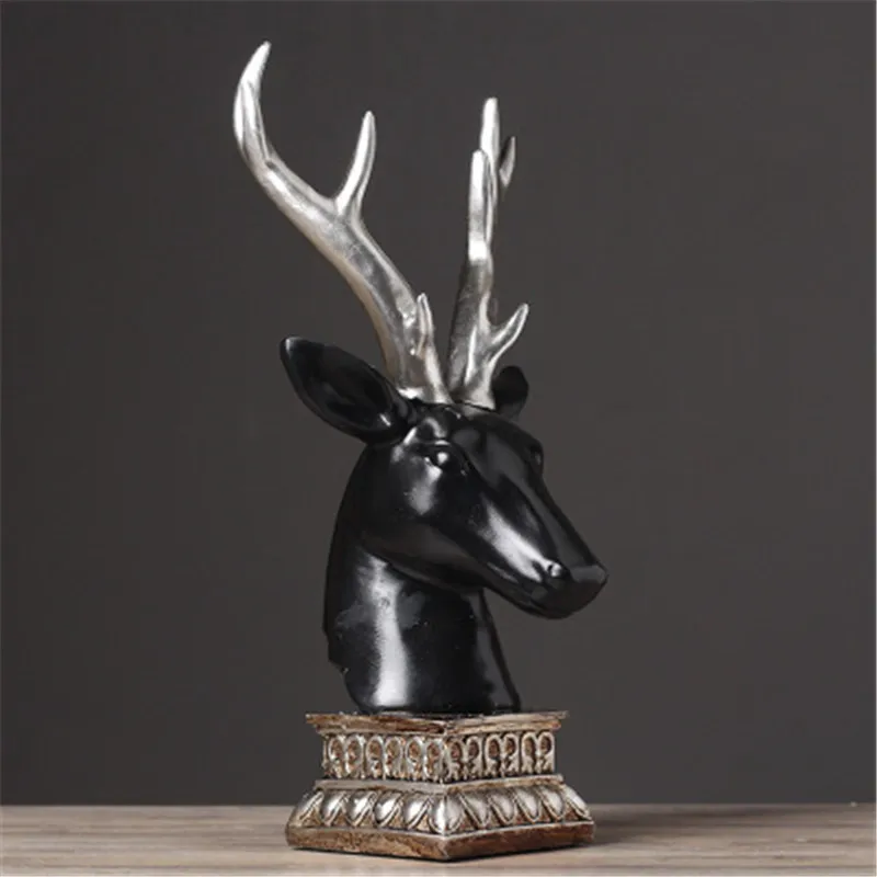 

European Style Money Drawing Black Deer Head Home Furnishing Articles Soft Adornment Colophony Crafts Decoration G795
