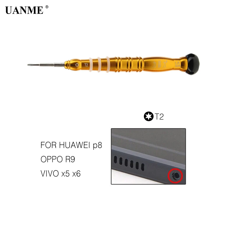 UANME 1 шт. прецизионный Магнитный шуруповерт T2 T3 T4 T5 T6 0,8 Torx 1,3 1,5 Phillips для iPhone samsung huawei Vivo инструмент для ремонта