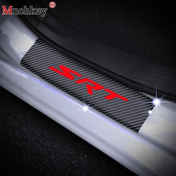 

4D Carbon Fiber Vinyl Sticker For JEEP Grand Cherokee SRT Car Door Sill Protector Door Step Plate Protector Car Accessories 4Pcs