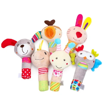 

NewNewborn Baby Infant Cartoon Animal Rattles Cute Soft Cow Plush Doll Toy Soft Plush Hand Shake Toys