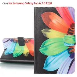 Для Tab 7,0 кожаный чехол для samsung Galaxy Tab 7,0 T280 T285 SM-T280 случаях подсолнечника окрашенные флип планшет крышка