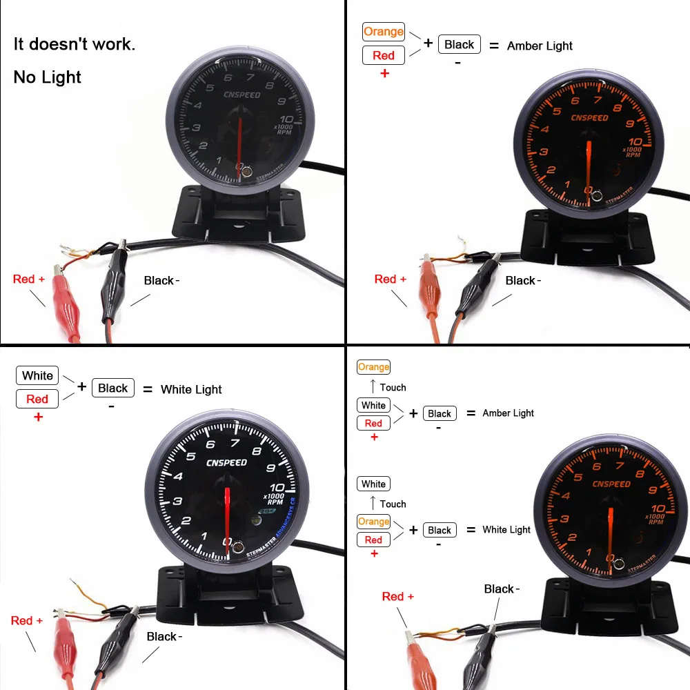 CNSPEED 60 мм 12 в автомобильный масляный Манометр 0-10 бар с датчиком черное лицо белый и янтарный светильник YC101415+ YC100221