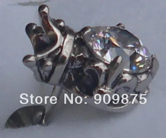 

men jewelry cool men/boy's crown cz 316L stainless steel earring stud punk