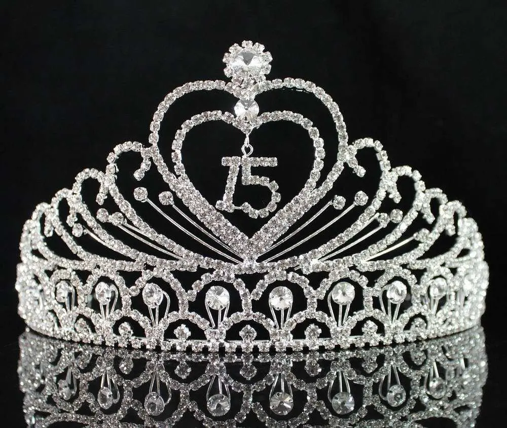 

Janefashions Quinceanera Sweet 15 Fifteen 15th Birthday Party coronas de Clear White Austrian Rhinestone Tiara Crown