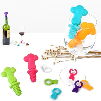 

160set=1120pcs Chef Silicone Champagne Wine Bottle Stopper with Glasses Cup Marker Set Party Wine Accessories