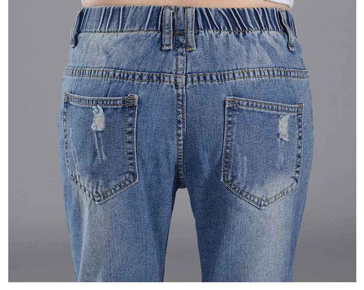 2018 trendy ripped elastic waist women jeans woman jeans with high waist ladies mom denim pants femme boyfriend jeans for women