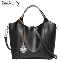 Znakomity черная Повседневная Сумка-тоут, ручная сумка, женская сумка из натуральной кожи, женская сумка-мессенджер в европейском стиле, женская сумка через плечо, Китай