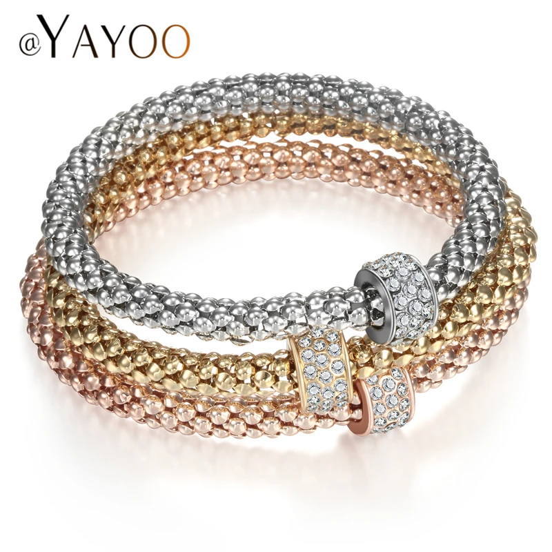 

AYAYOO Trendy Bracelets Women Simple Rose Gold Silver Color Alloy Pendant Metal Beads Charms Bracelet Female Jewelry Bracelet