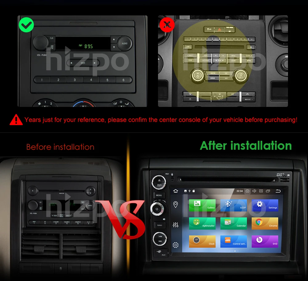 Excellent Android8.0 4GB+32GB Car DVD Player GPS Navigation for Ford F150 F250/F350 Explorer Edge Mustang Escape Mercury Milan Mountaineer 4