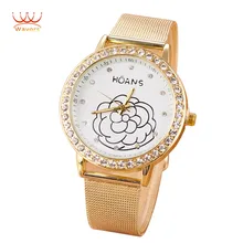 2017 New Luxurious Ladies Watches Girls Quartz Watch Crystal Gold Metal Band Vogue Womens Essential Enterprise Watch Relojes Mujer