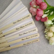 24PCS di Nozze Personalizzati Panno Di Seta Fan Stampa Personalizzata A Mano Pieghevole Di Bambù Fan Decorazione Del Partito Forniture