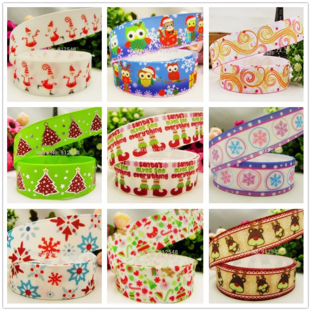 

YJHSMY 1571413,9Style 5 yards/Lot 25/22mm,Christmas Series Printed grosgrain ribbon,DIY handmade Hair accessories wedding