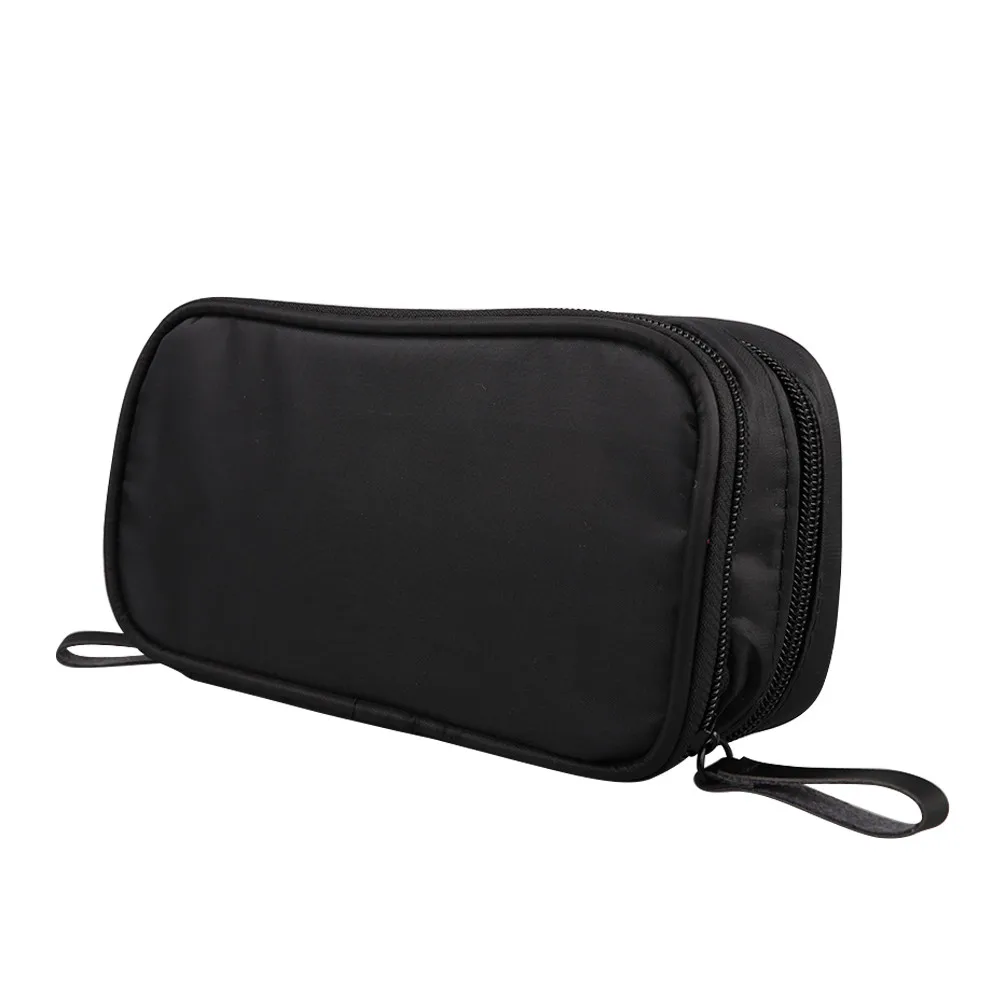 Nylon cloth double zipper cosmetic bag double sided travel wash storage