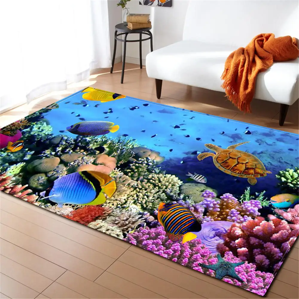 3D Ocean World Shark Area Rug Children Theme Room Decoration Rugs Memory Foam Non-Slip Mats Soft Flannel Carpet Living Room - Цвет: No-5